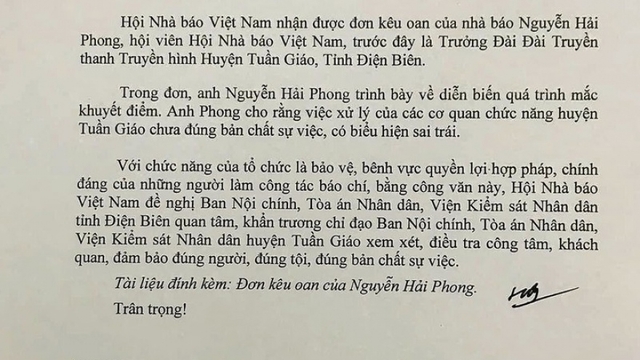 Hội Nhà báo đề nghị điều tra công tâm vụ án nhà báo Nguyễn Hải Phong