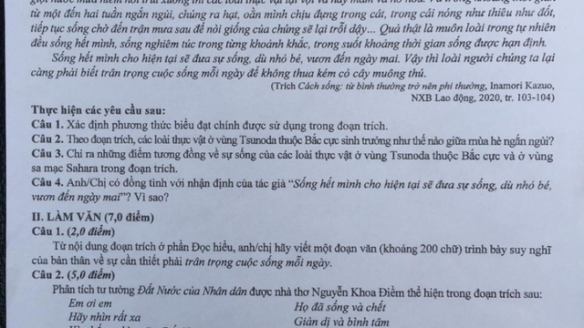 Gợi ý đáp án đề thi môn Ngữ văn kỳ thi tốt nghiệp THPT năm 2020