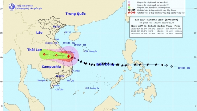 Bão số 9 gây mưa to từ Thừa Thiên Huế đến Phú Yên và Bắc Tây Nguyên