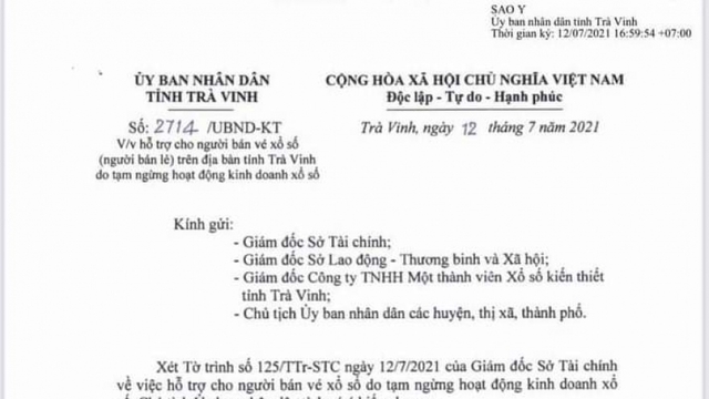 Trà Vinh, Sóc Trăng hỗ trợ người bán vé số bị ảnh hưởng bởi dịch Covid-19