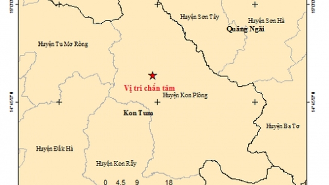Động đất tiếp tục xảy ra ở huyện Kon Plong của Kon Tum