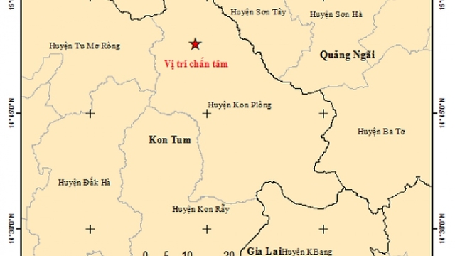 Kon Tum ghi nhận trận động đất thứ 5 trong ngày