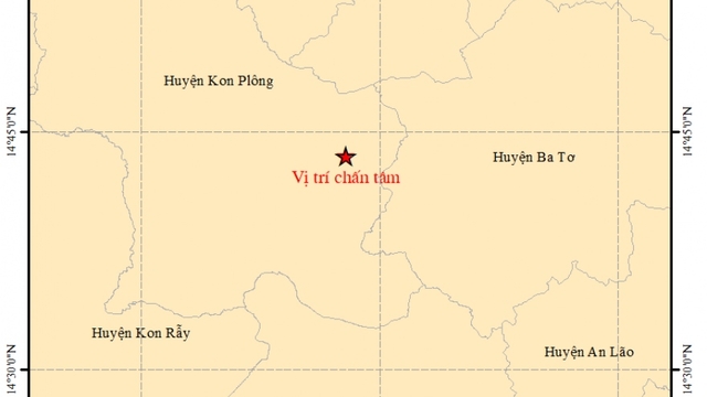 Kon Tum xảy ra 2 trận động đất