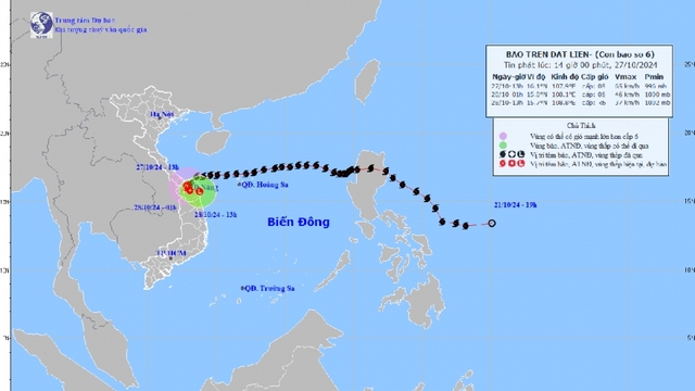 Bão số 6 đi vào đất liền, giật cấp 10 mưa rất to, có nơi trên 400mm