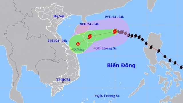 Bão số 9 giật cấp 12, cách quần đảo Hoàng Sa khoảng 390km