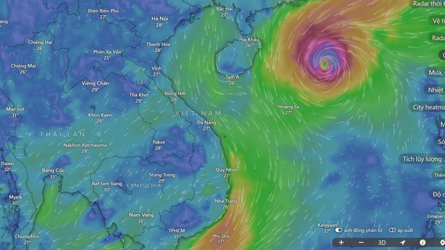 Bão số 7 đang cách quần đảo Hoàng Sa khoảng 400km và có xu hướng đi chậm lại