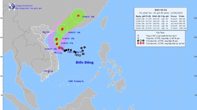 Bão số 1 giật cấp 11, gây mưa lớn và biển động mạnh trên Biển Đông