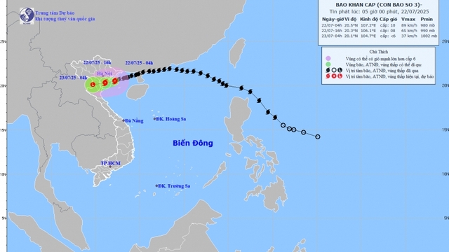 Bão số 3 giật cấp 13, cách Hải Phòng 70km