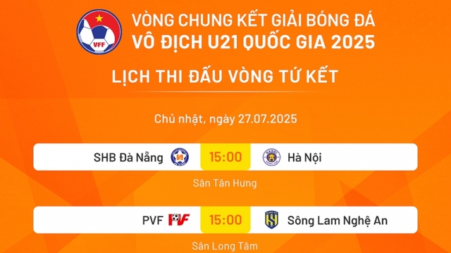 Lịch thi đấu bóng đá Việt Nam hôm nay 27/7: Tấm vé vào bán kết U21 quốc gia