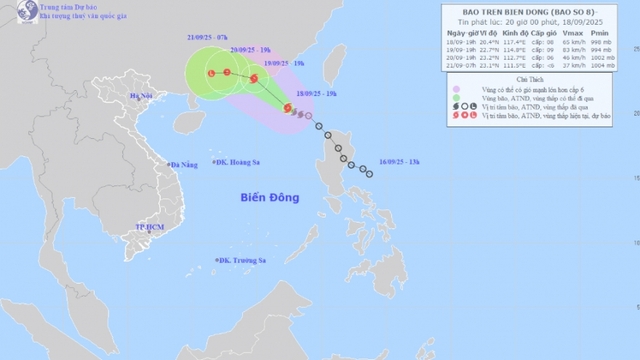 Bão số 8 giật cấp 11 trên Biển Đông, cảnh báo mưa lớn và gió mạnh