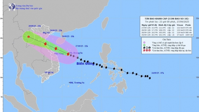Bão số 10 giật cấp 15, biển động dữ dội, cảnh báo mưa lũ diện rộng