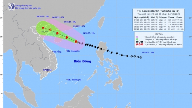 Bão số 11 giật cấp 15, cảnh báo vùng nguy hiểm trên biển và đất liền