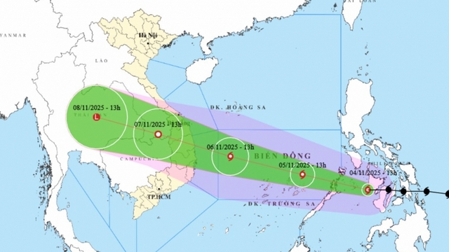 Bão Kalmaegi đang tiến vào Biển Đông, khả năng mạnh lên cấp 14, giật cấp 17