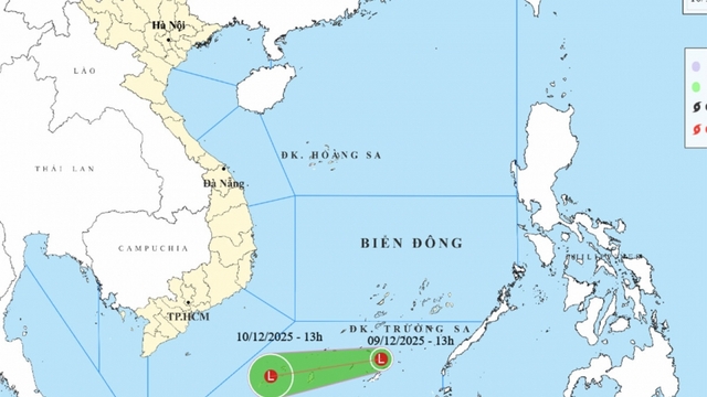 Vùng áp thấp xuất hiện ở Nam Biển Đông, gây gió mạnh và biển động