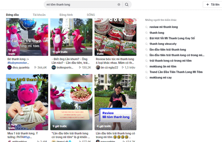Trend mỳ tôm thanh long gây sốt trên TikTok. (Ảnh chụp màn hình)