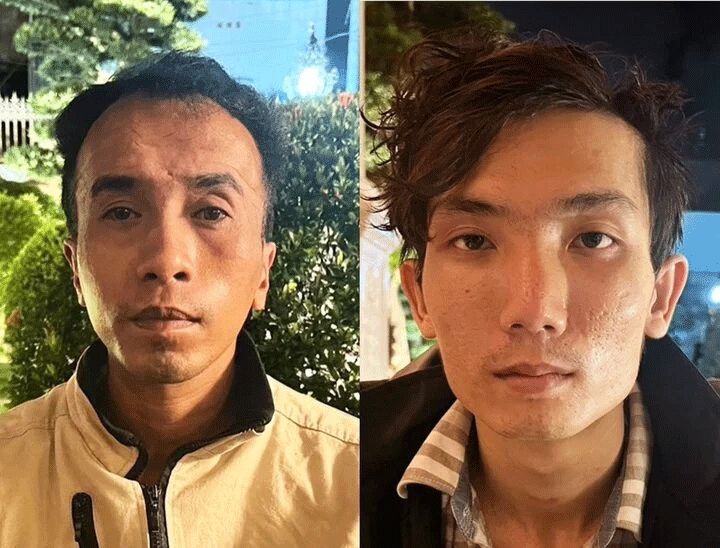 Nguyễn Đức Tiến (trái) và Lê Văn Sĩ. (Ảnh Công an cung cấp)