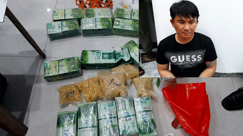 Đối tượng Võ Văn Quyên cùng tang vật (Ảnh: CA)