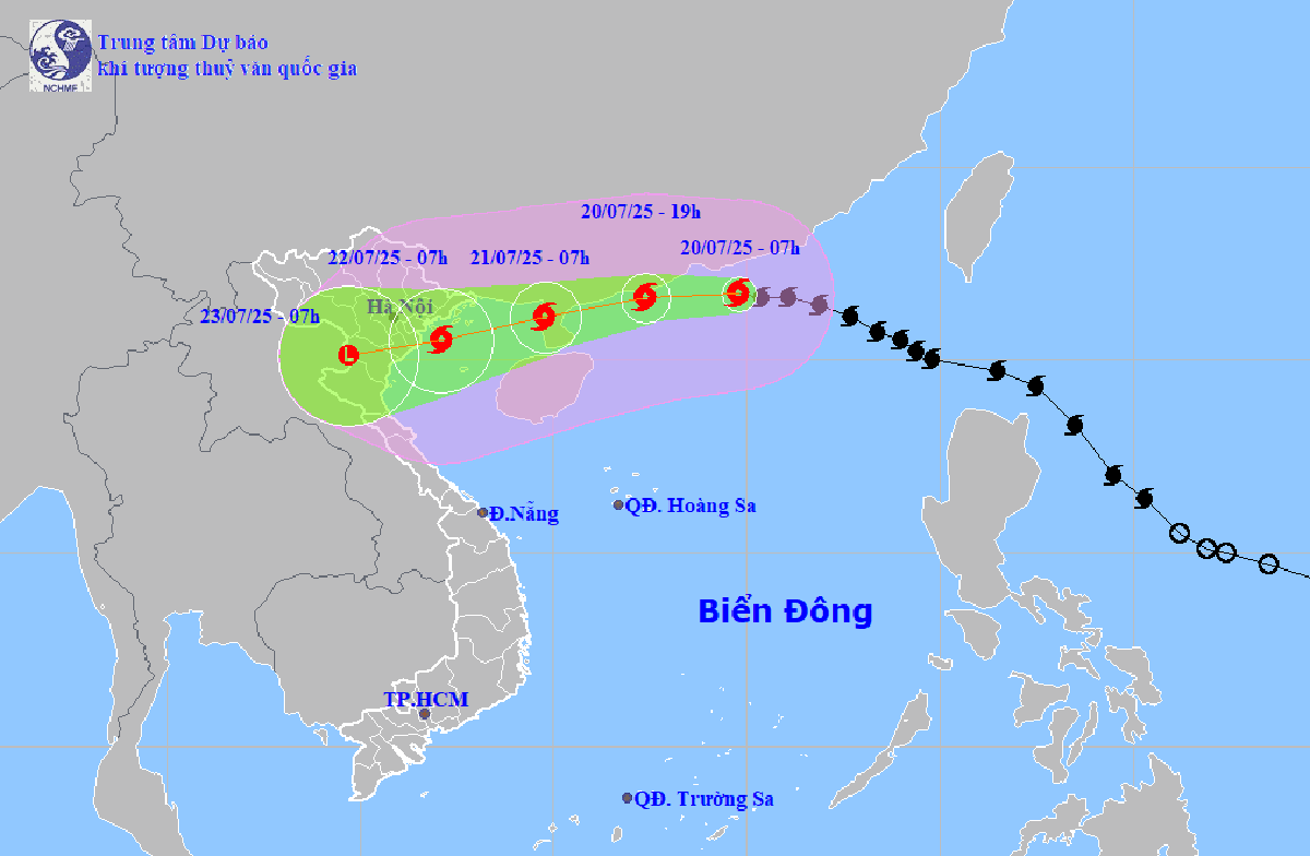 Hướng đi dự kiến của bão