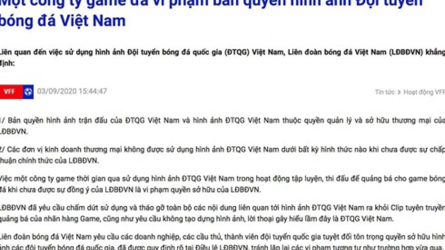 VFF xác nhận quảng cáo game Quế Ngọc Hải tham gia vi phạm bản quyền hình ảnh