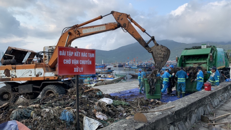 Xử lý rác ở âu thuyền Thọ Quang, Đà Nẵng mới giải quyết phần ngọn