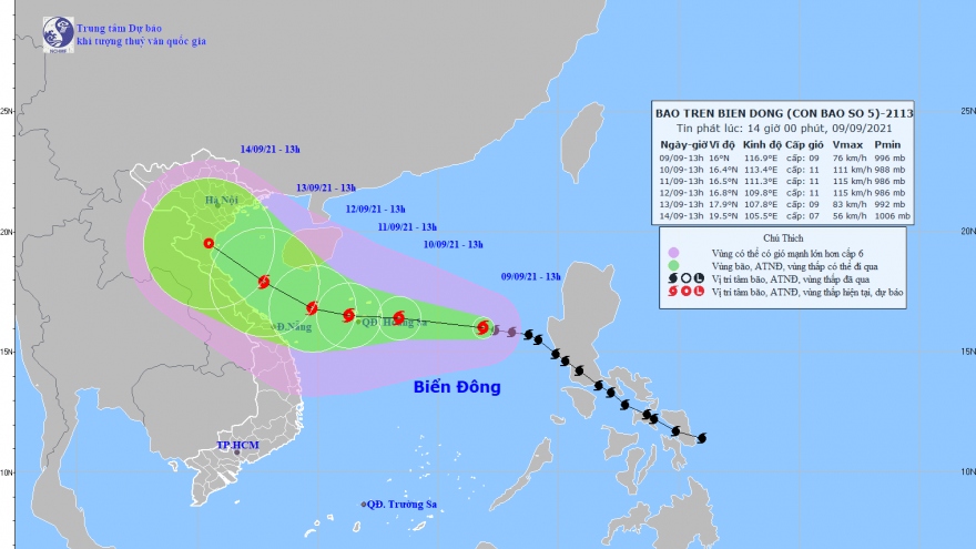 Bão số 5 có xu hướng tăng cấp, Hà Nội sắp có mưa rào và dông