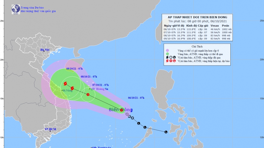 Áp thấp nhiệt đới giật cấp 8, cách quần đảo Trường Sa khoảng 270km