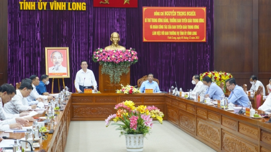 Trưởng Ban Tuyên giáo Trung ương làm việc tại Vĩnh Long về công tác xây dựng Đảng