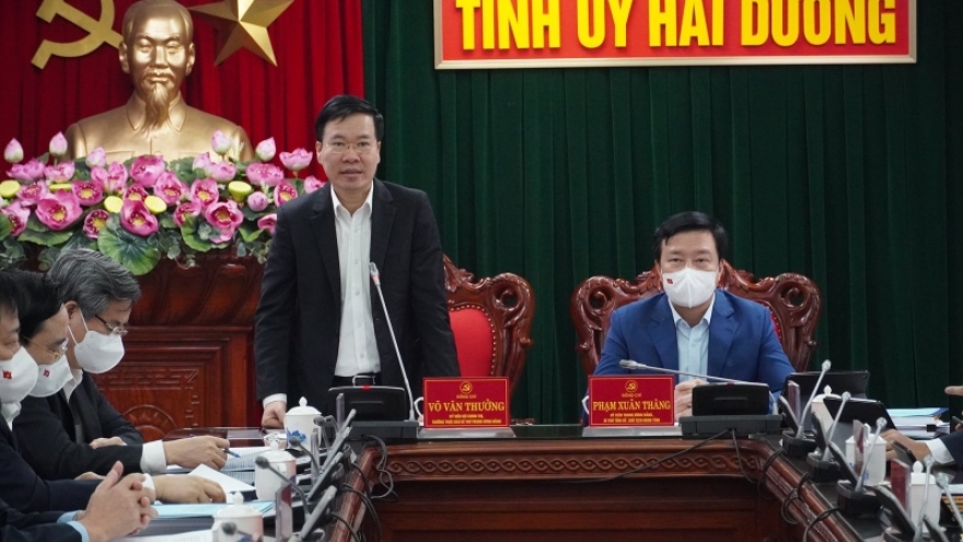 Thường trực Ban Bí thư Võ Văn Thưởng làm việc với Ban Thường vụ Tỉnh ủy Hải Dương
