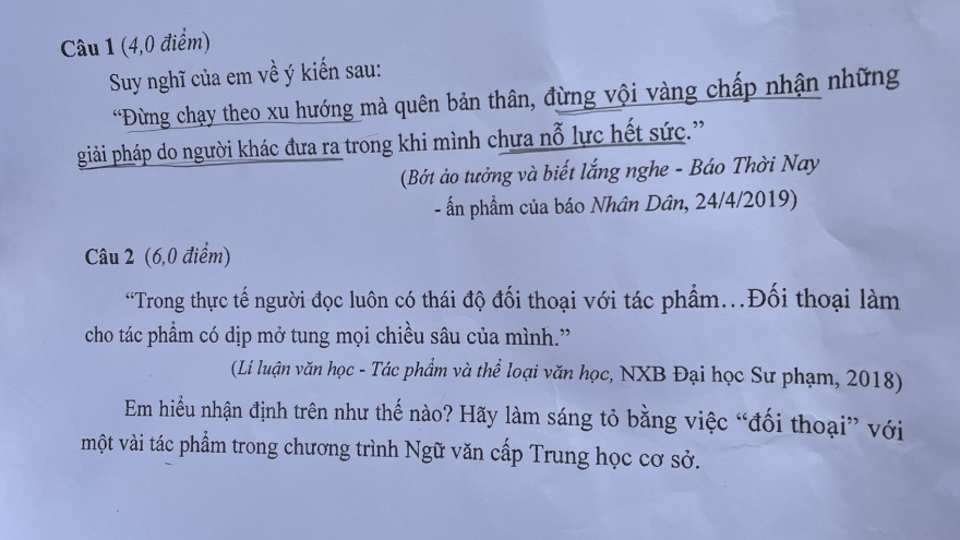 Đề chuyên Văn vào 10 của Hà Nội hỏi về việc chạy theo xu hướng quên mất bản thân