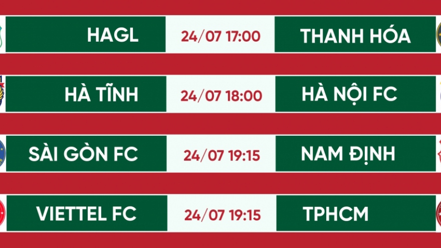 Lịch thi đấu V-League 2022 hôm nay 24/7: HAGL và Hà Nội FC ra trận