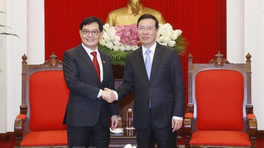 Thường trực Ban Bí thư Võ Văn Thưởng hội kiến Phó Thủ tướng Singapore