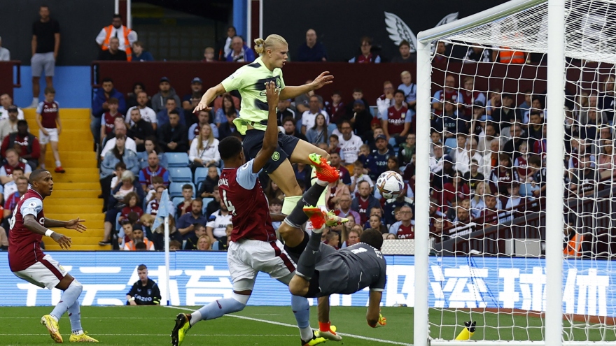 Haaland đi vào lịch sử, Man City vẫn ngậm ngùi chia điểm trên sân Aston Villa