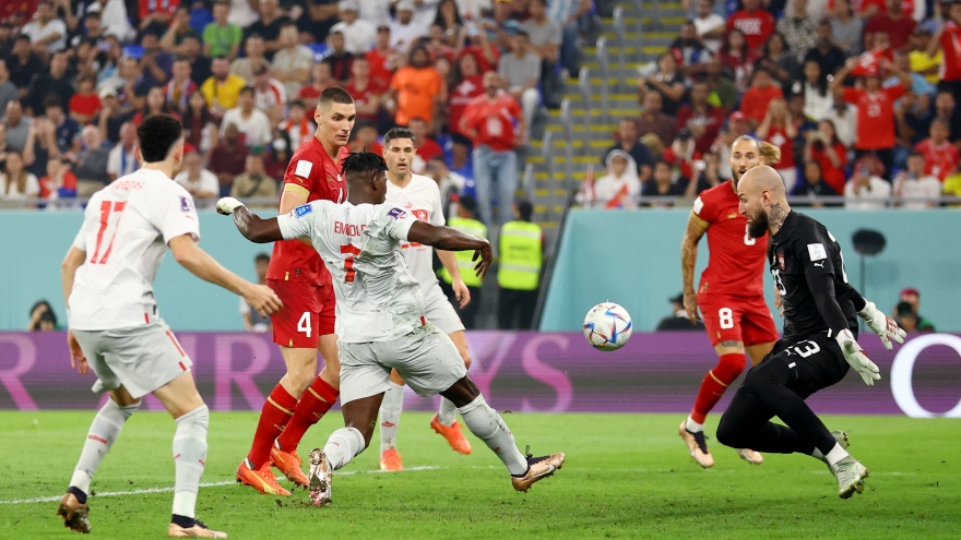 Vượt ải Serbia sau màn rượt đuổi kịch tính, Thụy Sĩ theo chân Brazil vào vòng 1/8