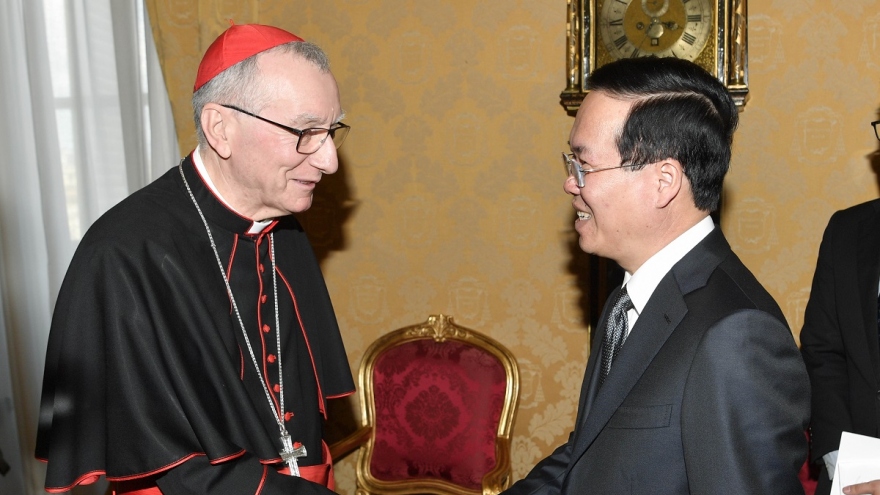 Chủ tịch nước Võ Văn Thưởng gặp Thủ tướng Toà thánh Vatican, Hồng y Pietro Parolin