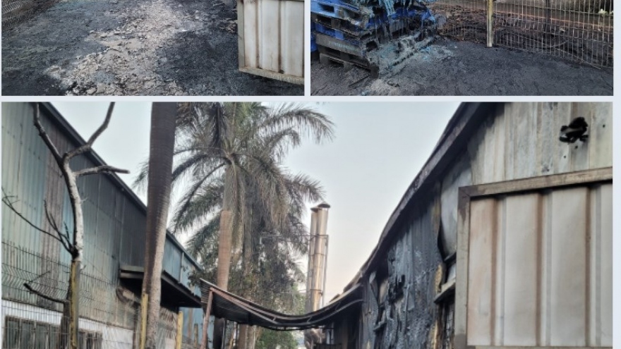 Kịp thời dập tắt đám cháy tại Khu công nghiệp Nam cầu Kiền