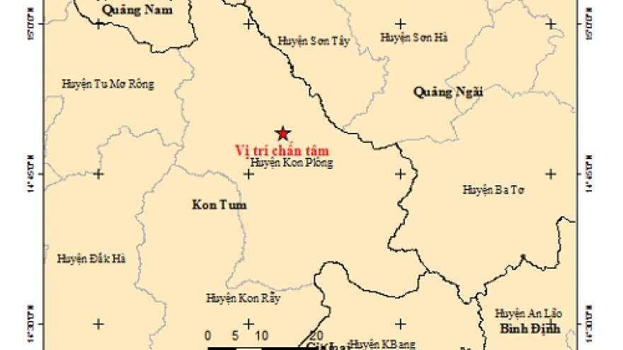Kon Tum xảy ra 2 trận động đất