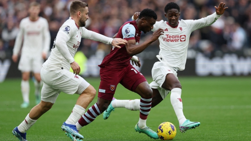 Kết quả đá sớm vòng 18 Ngoại hạng Anh ngày 23/12: MU phơi áo trên sân West Ham