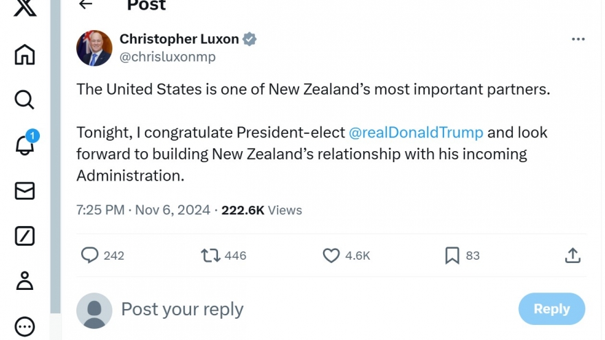 Australia và New Zealand chúc mừng ông Trump tái đắc cử Tổng thống Mỹ