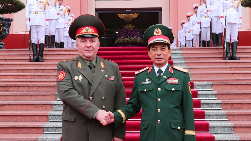 Đại tướng Phan Văn Giang chủ trì Lễ đón Bộ trưởng Quốc phòng Cộng hòa Belarus