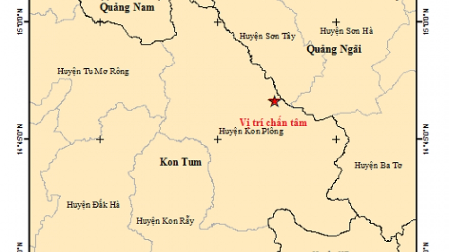 Xảy ra 4 trận động đất tại Kon Tum và Quảng Nam
