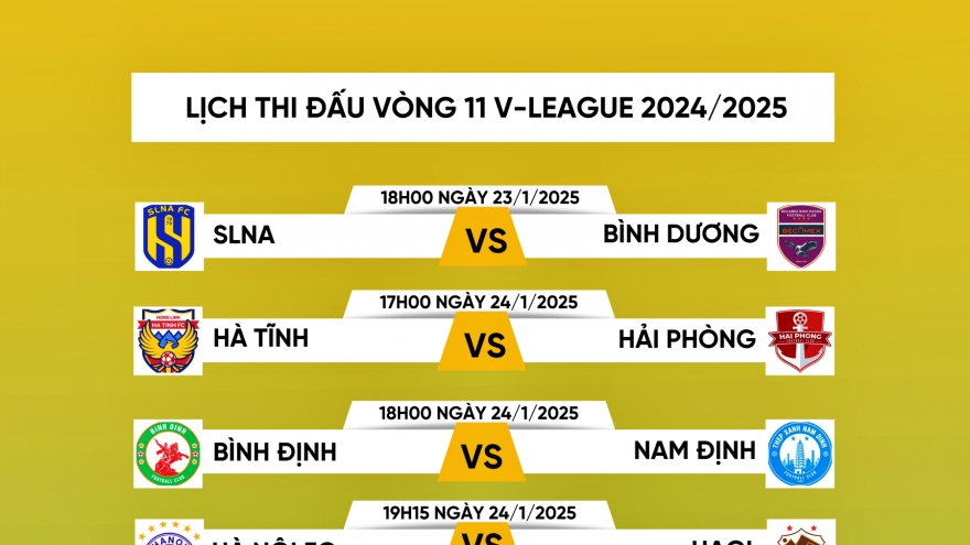 Lịch thi đấu và trực tiếp vòng 11 V-League 2024/2025: Hà Nội FC đấu HAGL