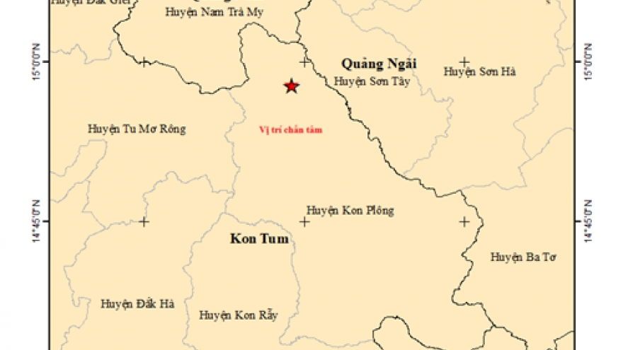 Kon Tum xảy ra 3 trận động đất