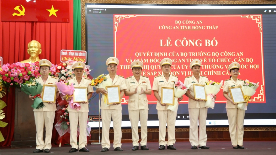 Công an tỉnh Đồng Tháp (mới) có 27 đơn vị cấp phòng, 102 công an cấp xã