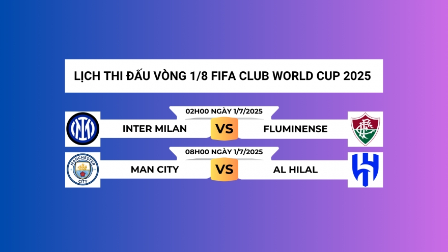 Lịch thi đấu và trực tiếp vòng 1/8 FIFA Club World Cup 2025 hôm nay 30/6