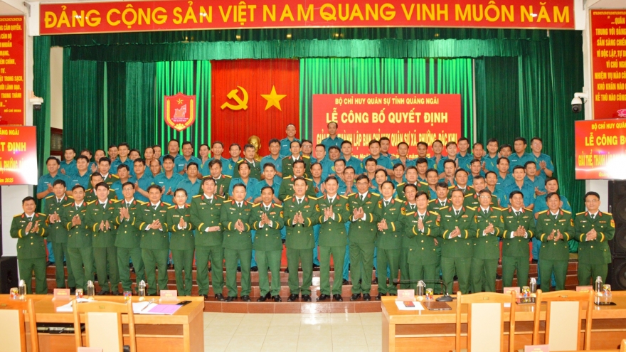 Quảng Ngãi công bố quyết định thành lập ban CHQS xã, phường, đặc khu mới