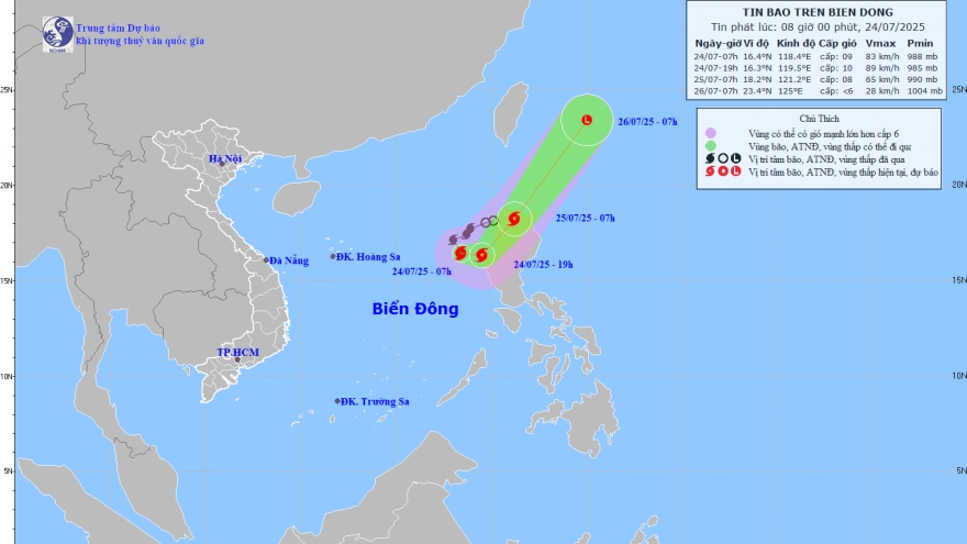 Bão số 4 (Comay) trên khu vực Bắc Biển Đông, sóng biển cao tới 6m