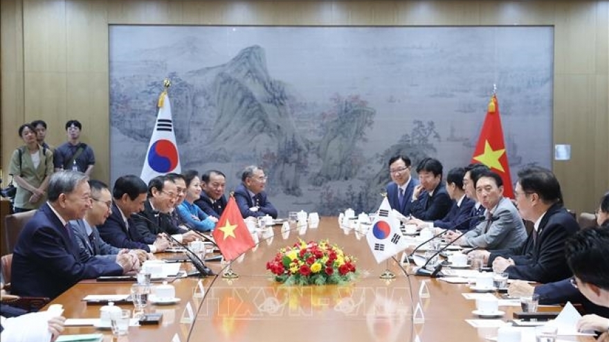 Tổng Bí thư Tô Lâm hội kiến Chủ tịch Quốc hội Hàn Quốc Woo Won Sik