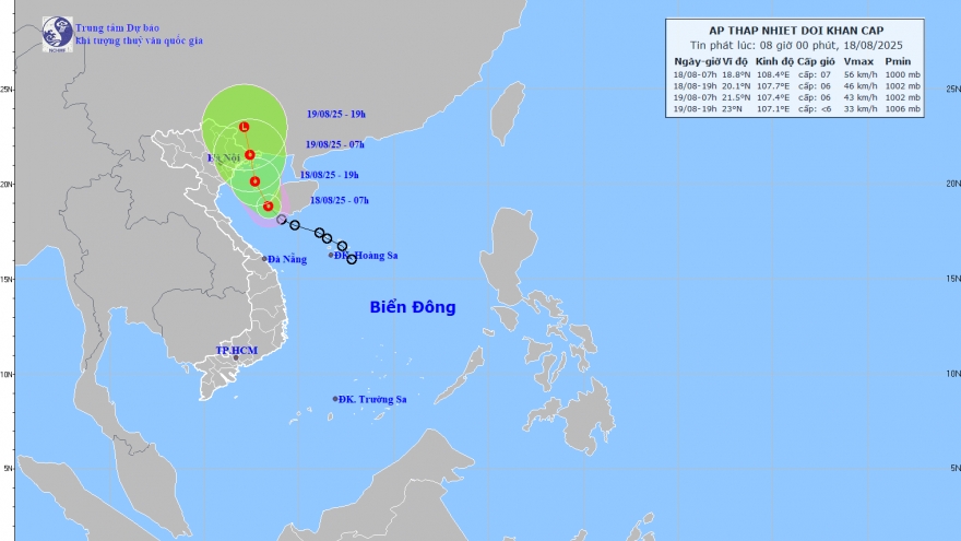Áp thấp nhiệt đới trên Biển Đông gây mưa bão diện rộng khắp Vịnh Bắc Bộ