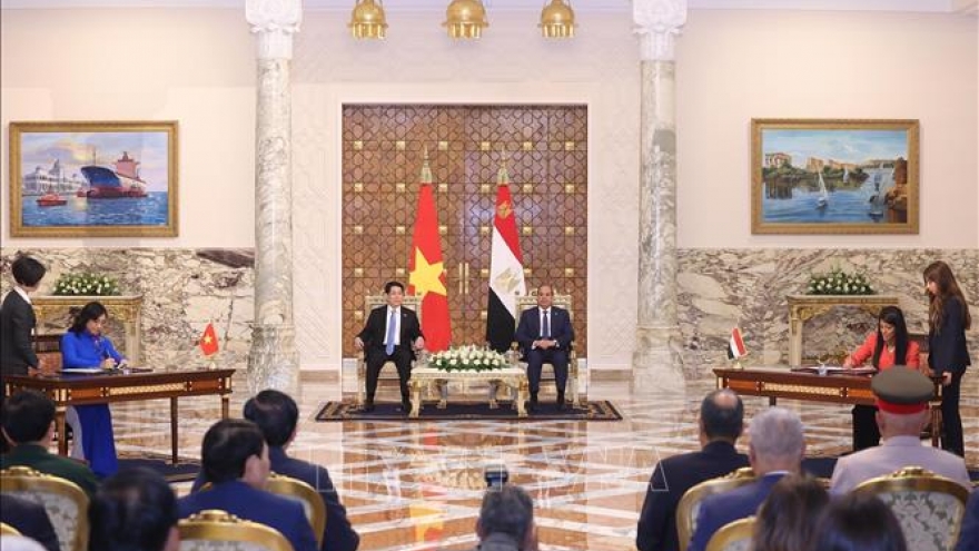 Chủ tịch nước Lương Cường hội đàm với Tổng thống Ai Cập Abdel Fattah Al Sisi