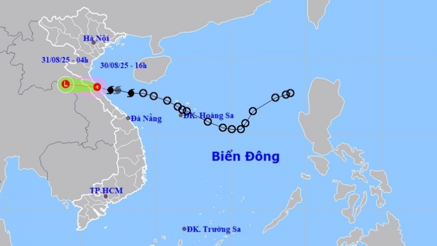 Bão số 6 hiện đã suy yếu thành áp thấp nhiệt đới trên đất liền